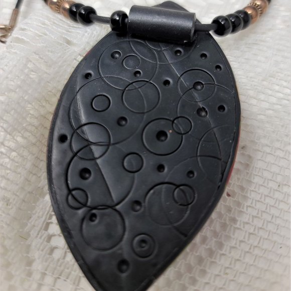 Modern Clay Colorful Necklace w/ Black Cord - Picture 9 of 9